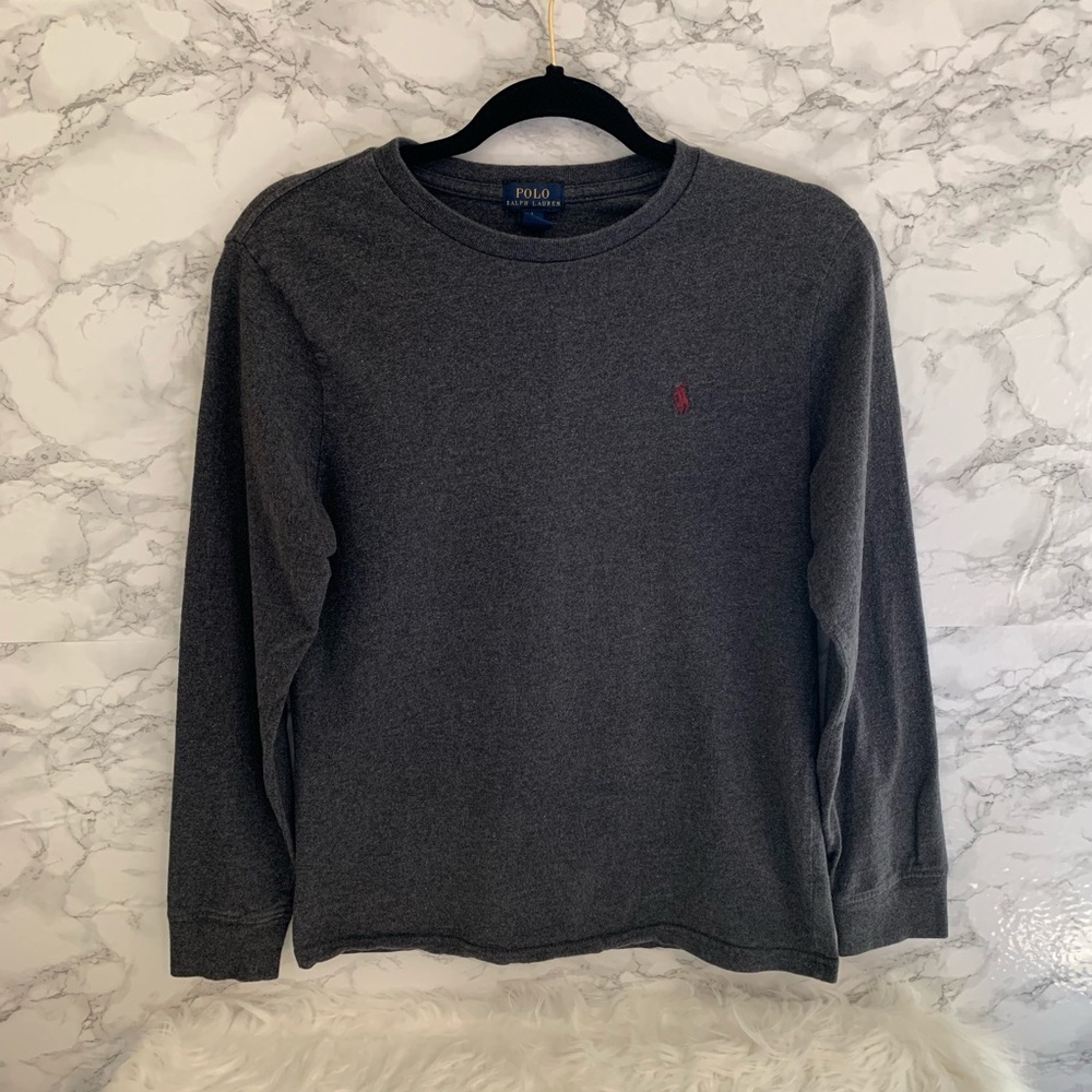 POLO—CHARCOAL GREY LONG SLEEVE - BOYS